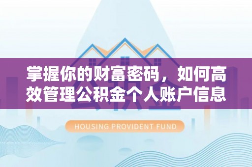 卢氏掌握你的财富密码，如何高效管理公积金个人账户信息