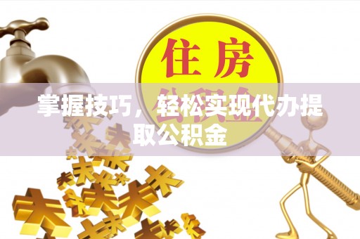 卢氏掌握技巧，轻松实现代办提取公积金