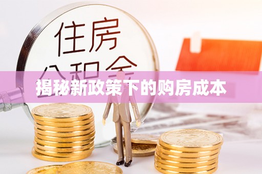 卢氏揭秘新政策下的购房成本