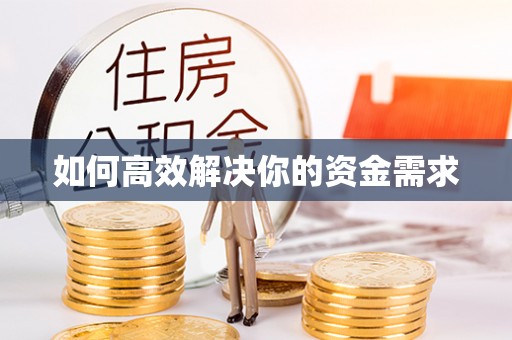 卢氏如何高效解决你的资金需求